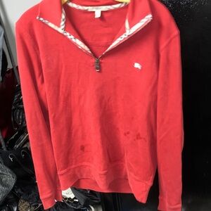 Burberry red Half-Zip long sleeve top